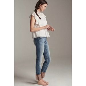 Anthropologie Pilcro High-Rise Satin-Trimmed Straight Jeans Sz 26